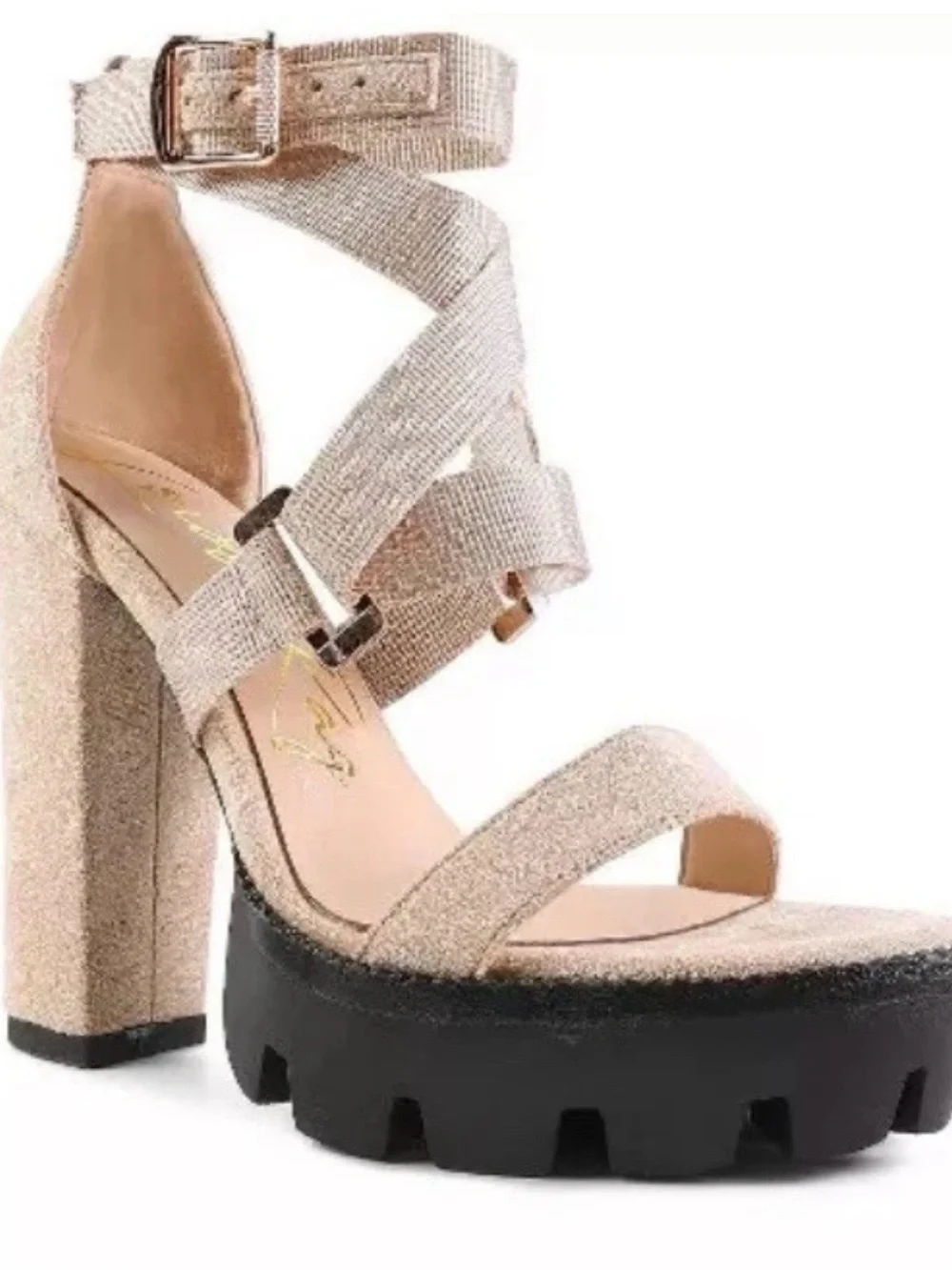NIB London Rag Women’s Fresh Daisy Harness Strap Block Heel Sandals Size 6.5